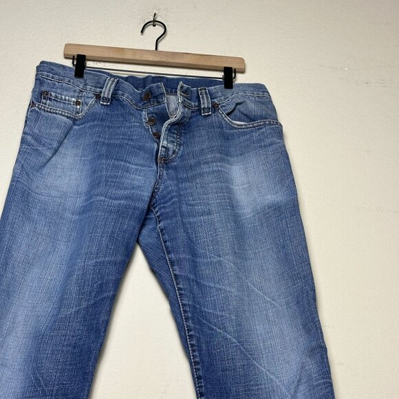 United Colors of Benetton Denim Jean Pant Men Distressed 34x33 Italy Plaid Line - Picture 9 of 14